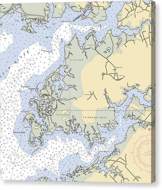 Fairmount Neck-Maryland Nautical Chart Canvas Print