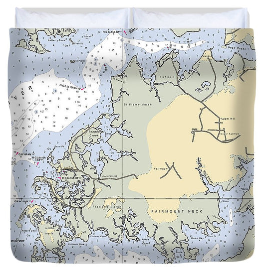 Fairmount Neck Maryland Nautical Chart Duvet Cover