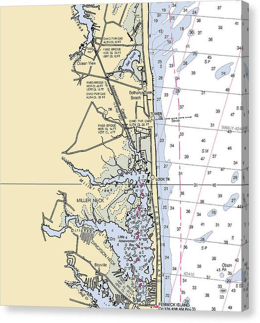 Fenwick Island-Delaware Nautical Chart Canvas Print