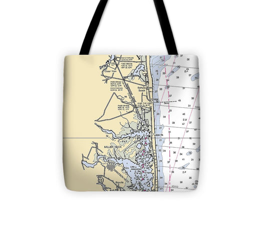 Fenwick Island Delaware Nautical Chart Tote Bag