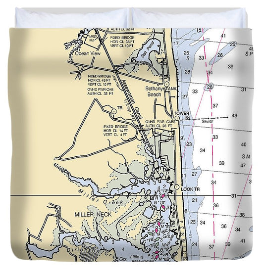 Fenwick Island Delaware Nautical Chart Duvet Cover