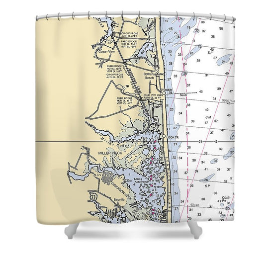 Fenwick Island Delaware Nautical Chart Shower Curtain