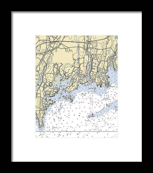 Five Mile River-connecticut Nautical Chart - Framed Print