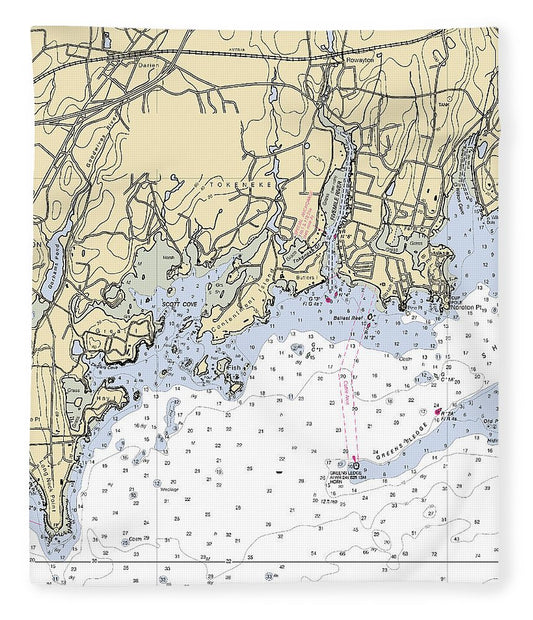 Five Mile River Connecticut Nautical Chart Blanket