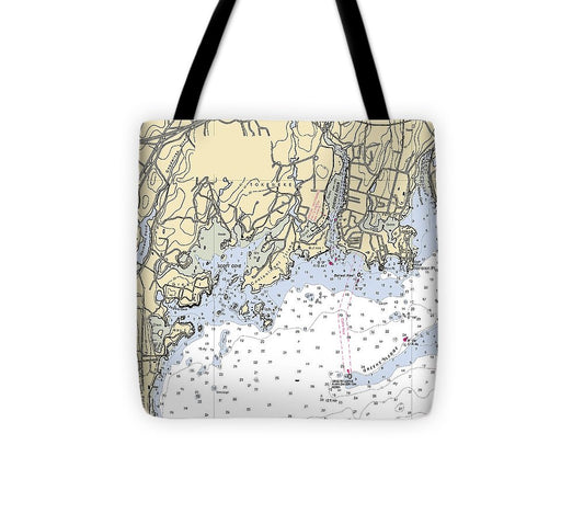Five Mile River Connecticut Nautical Chart Tote Bag