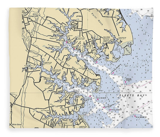 Fleets Bay Neck Virginia Nautical Chart Blanket