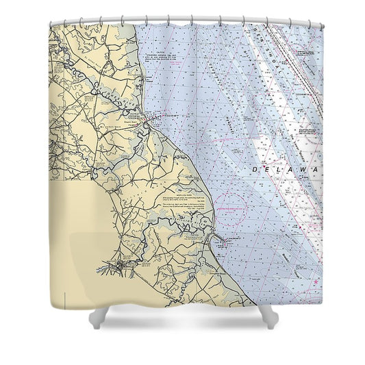 Floggers Shoal Delaware Nautical Chart Shower Curtain
