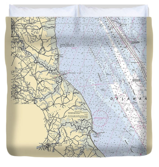 Floggers Shoal Delaware Nautical Chart Duvet Cover