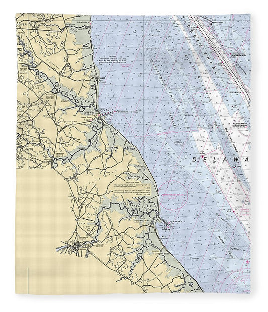 Floggers Shoal Delaware Nautical Chart Blanket