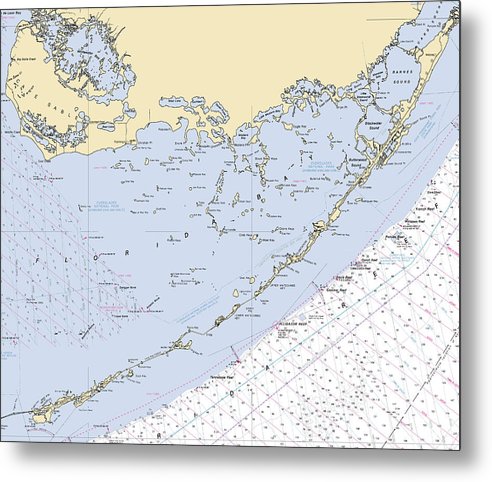 8" x 6.5" Florida-Bay -Florida Nautical Chart _V6 - Metal Print - SeaKoast