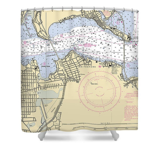 Flushing New York Nautical Chart Shower Curtain
