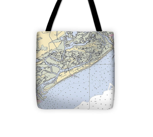 Folly Beach South Carolina Nautical Chart Tote Bag