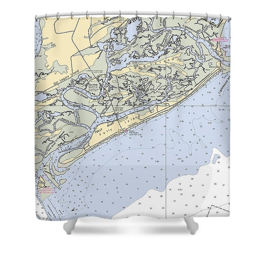 Folly Beach South Carolina Nautical Chart Shower Curtain