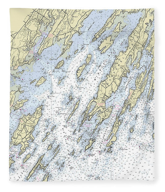 Freeport Maine Nautical Chart Blanket