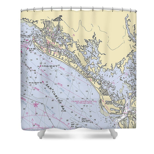 Ft Myers Beach Florida Nautical Chart Shower Curtain