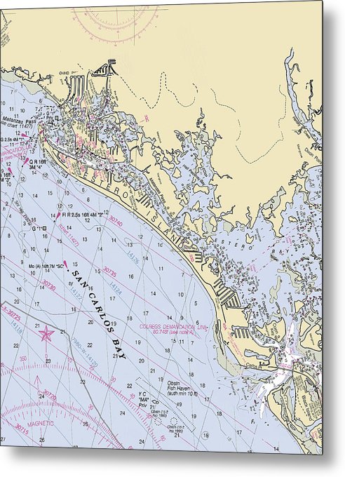 A beuatiful Metal Print of the Ft Myers Beach-Florida Nautical Chart - Metal Print by SeaKoast.  100% Guarenteed!
