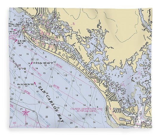 Ft Myers Beach Florida Nautical Chart Blanket