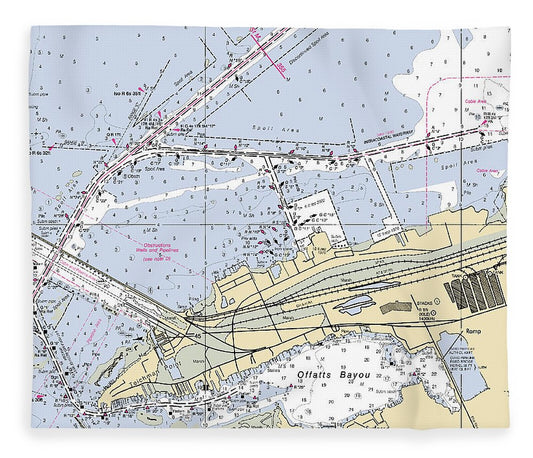 Galveston And Offatts Bayou Texas Nautical Chart Blanket