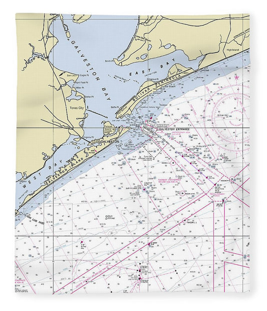 Galveston Entrance Texas Nautical Chart Blanket