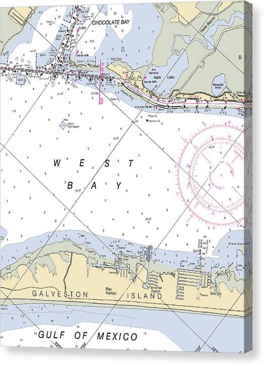 Galveston Terramar Beach-Texas Nautical Chart Canvas Print