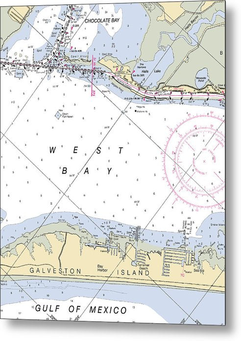 A beuatiful Metal Print of the Galveston Terramar Beach-Texas Nautical Chart - Metal Print by SeaKoast.  100% Guarenteed!