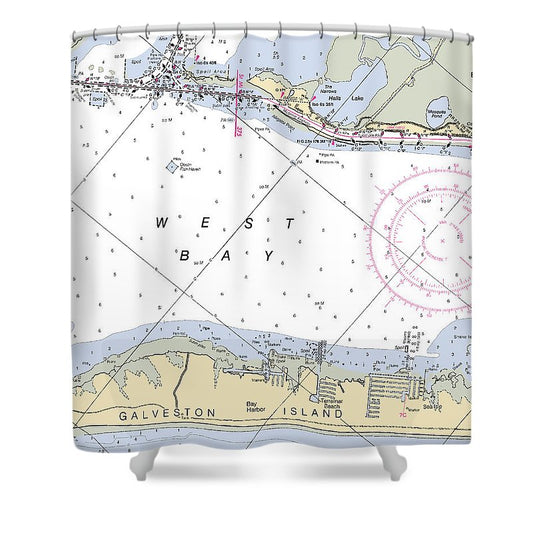 Galveston Terramar Beach Texas Nautical Chart Shower Curtain