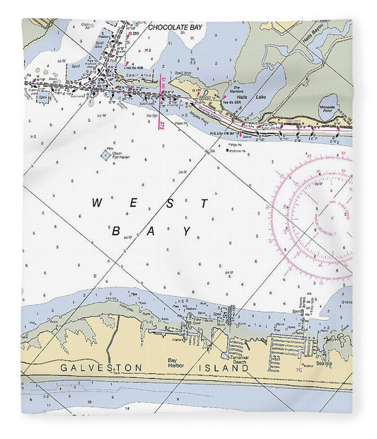 Galveston Terramar Beach Texas Nautical Chart Blanket