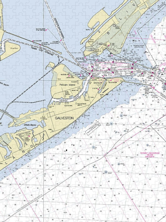 Galveston Texas Nautical Chart Puzzle