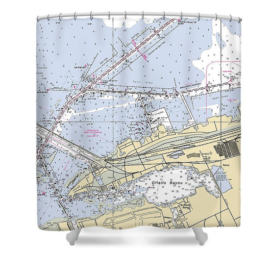 Galveston  Texas Nautical Chart _V2 Shower Curtain