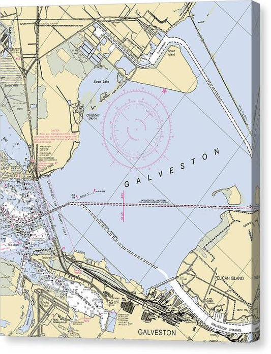 Galveston -Texas Nautical Chart _V4 Canvas Print