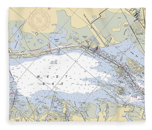 Galveston West Bay Texas Nautical Chart Blanket