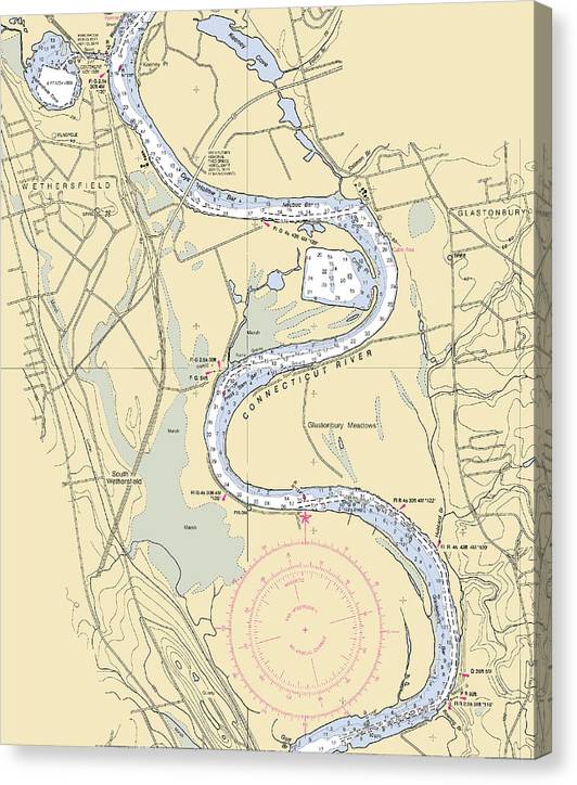 Glastonbury-Connecticut Nautical Chart Canvas Print