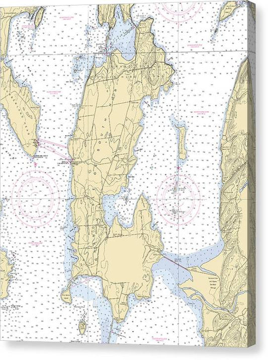 Grand Island-Lake Champlain  Nautical Chart Canvas Print
