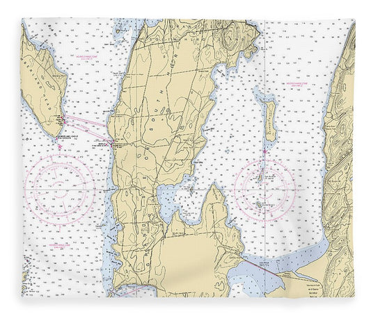 Grand Island Lake Champlain  Nautical Chart Blanket