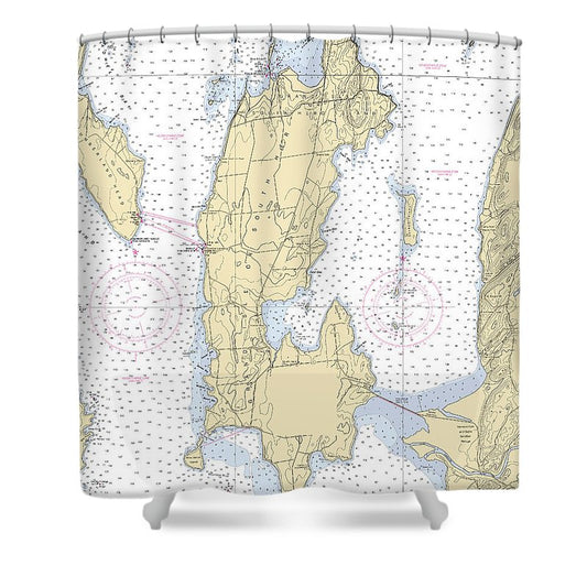 Grand Island Lake Champlain  Nautical Chart Shower Curtain