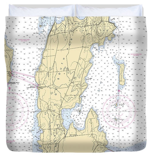 Grand Island Lake Champlain  Nautical Chart Duvet Cover