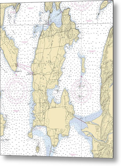 A beuatiful Metal Print of the Grand Island-Lake Champlain  Nautical Chart - Metal Print by SeaKoast.  100% Guarenteed!