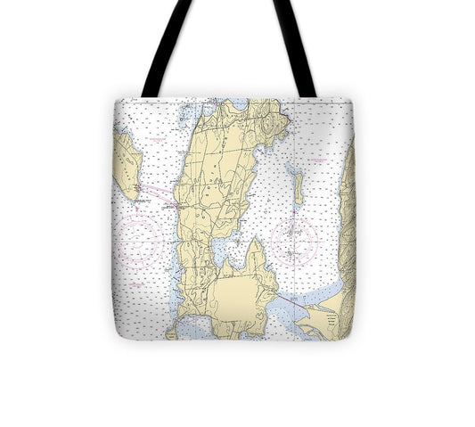 Grand Island Lake Champlain  Nautical Chart Tote Bag