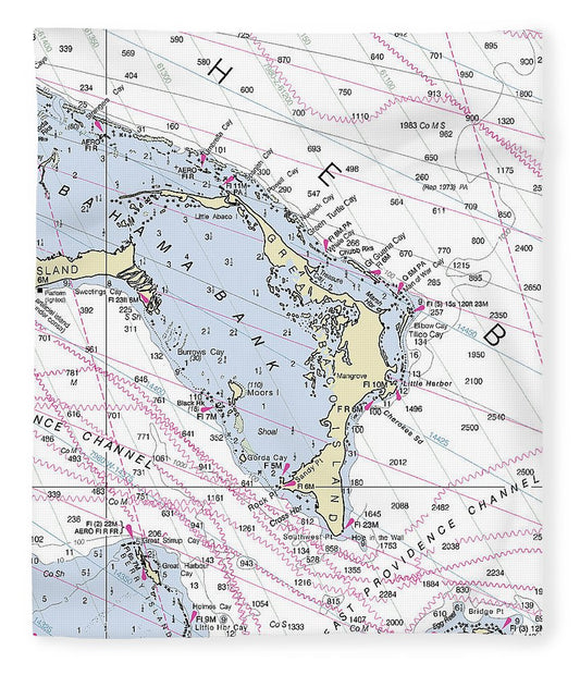 Great Abaco Bahamas Nautical Chart Blanket