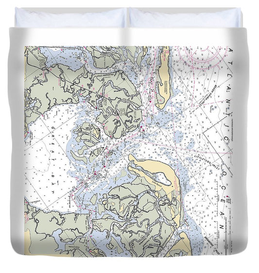 Great Bay New Jersey Nautical Chart Duvet Cover