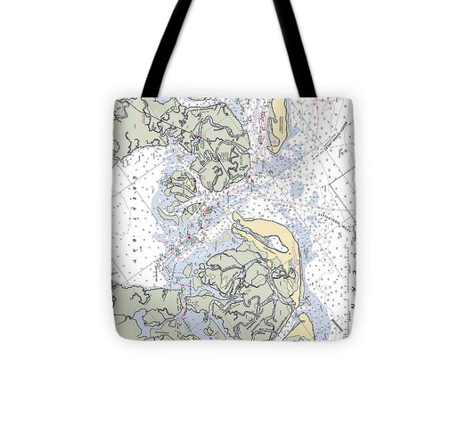 Great Bay New Jersey Nautical Chart Tote Bag