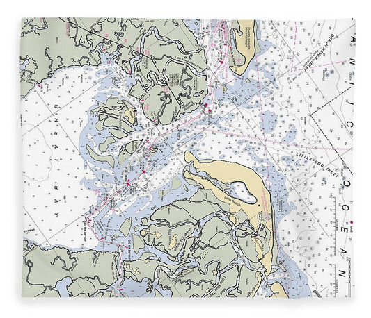 Great Bay New Jersey Nautical Chart Blanket