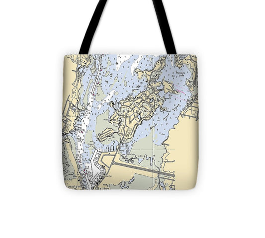 Great Island Rhode Island Nautical Chart Tote Bag