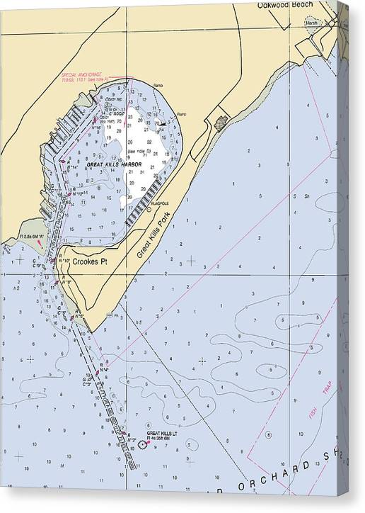 Great Kills Harbor-New York Nautical Chart Canvas Print
