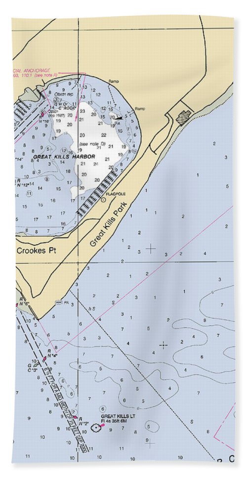 Great Kills Harbor-new York Nautical Chart - Beach Towel