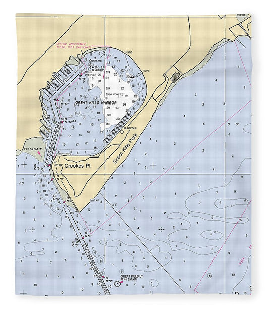 Great Kills Harbor New York Nautical Chart Blanket