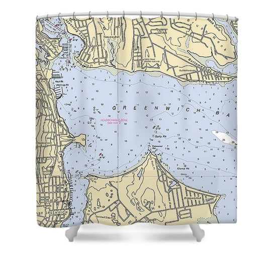 Greenwich Bay Rhode Island Nautical Chart Shower Curtain
