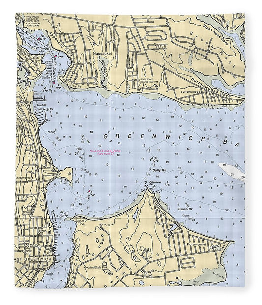 Greenwich Bay Rhode Island Nautical Chart Blanket
