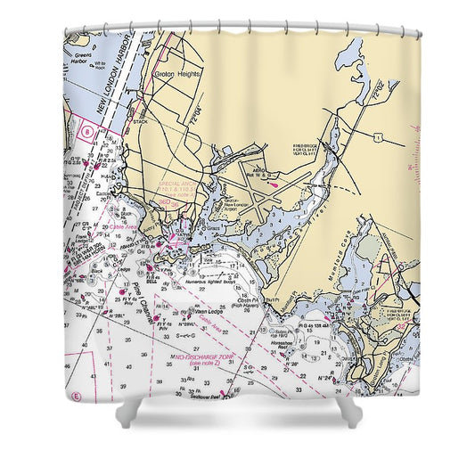 Groton Connecticut Nautical Chart Shower Curtain