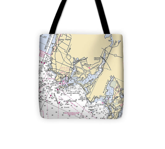 Groton Connecticut Nautical Chart Tote Bag
